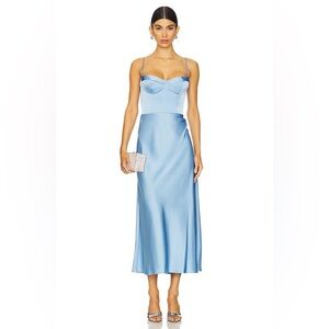 Katie May satin Flora Dress in French Blue